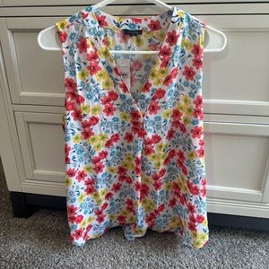 Ann Taylor V-Neck Floral Sleeveless Blouse